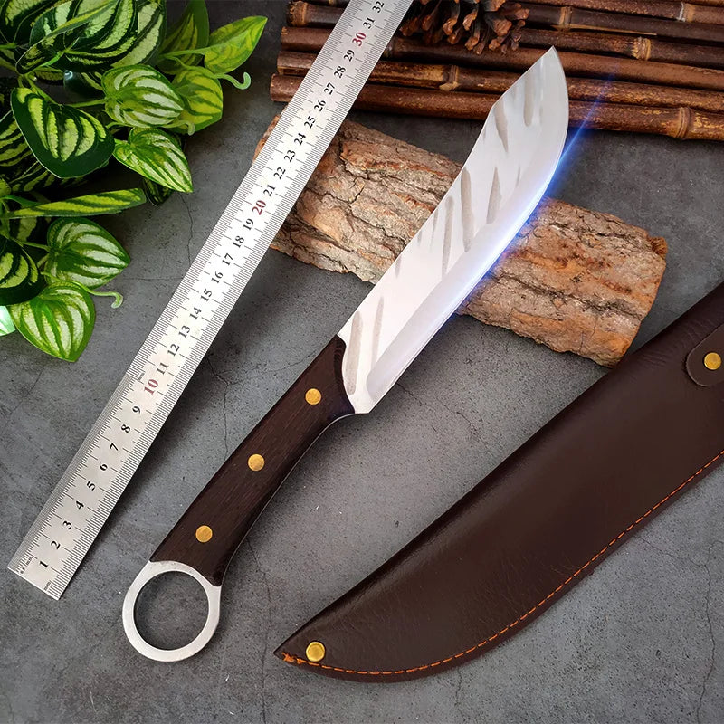 Survival Knife Outdoor Camping Hunting Knife Cleaver Meat Chicken Kitchen Knives Straight Butcher Boning Knife Chef Cooking Tool