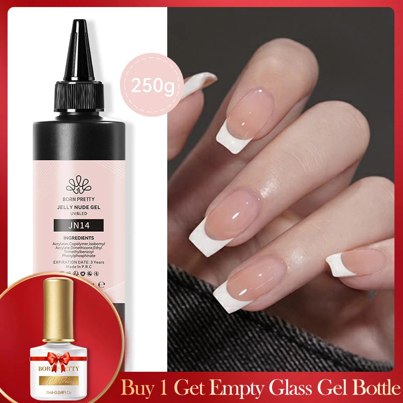 BORN PRETTY Clear 225g Jelly Extension Nail Gel Polish Milky White Camouflage Hard Gel Acrylic Nail Art Vernis Semi Permanent