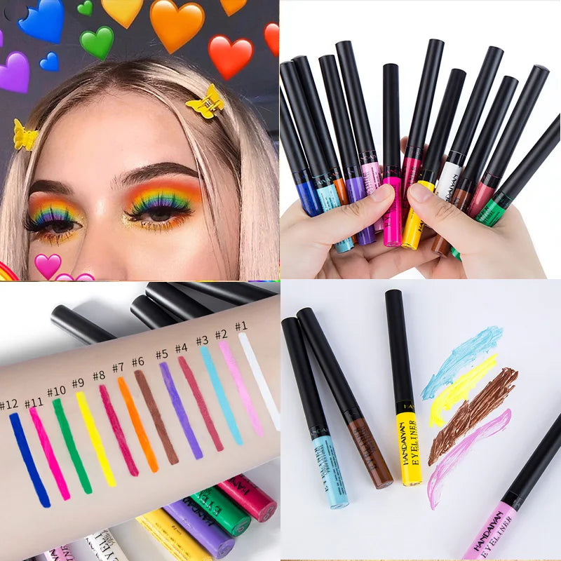 Colorful Eyeliner Pen Eyes Makeup White Pink Waterproof Liquid Color Eye Liner Pencil Matte Purple Pen Make Up Cosmetics