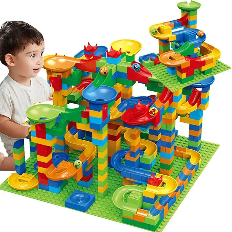 Marble Race Run Block Small Size Building Blocks Maze Ball Funnel Slide Blocks DIY Creative Bricks Assemble Toys Bulk Model Toys