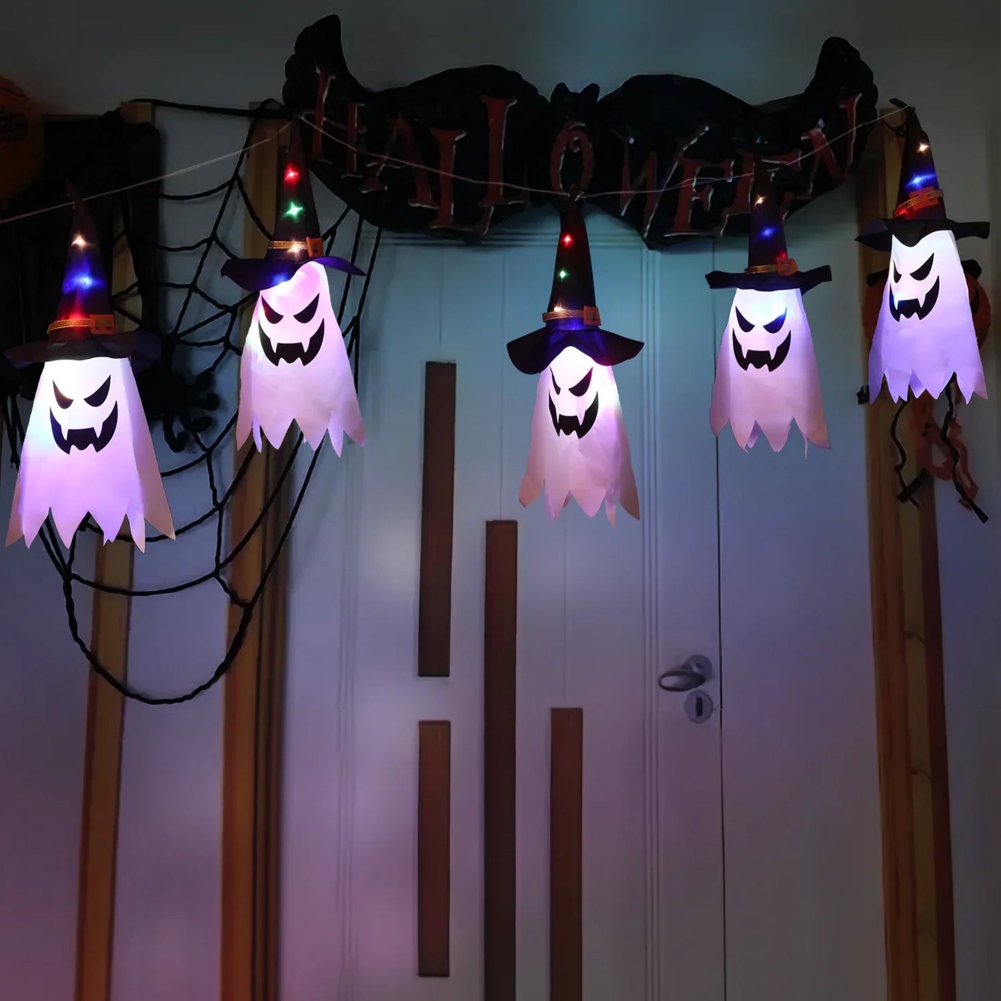 5pcs LED Halloween Outdoor Light Battery Power Skeleton Pumpkin Ghost Horror Grimace Glowing Party Props Halloween Decoration