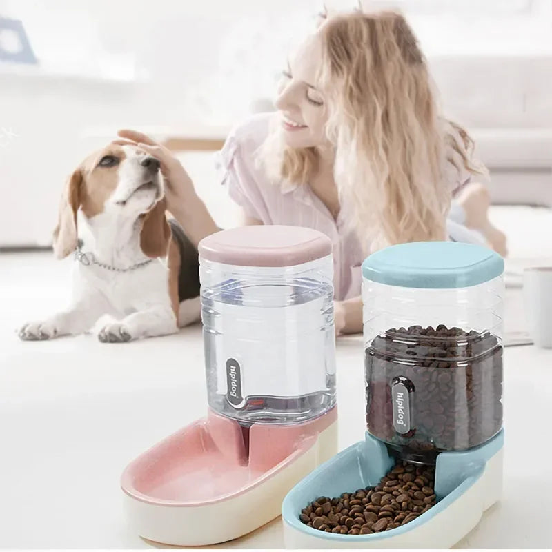 Automatic Dog Feeder Waterer Gravity Pet Food Dispensers Cat Water Dispenser Large Capacity Storage Container Food Water Bowl