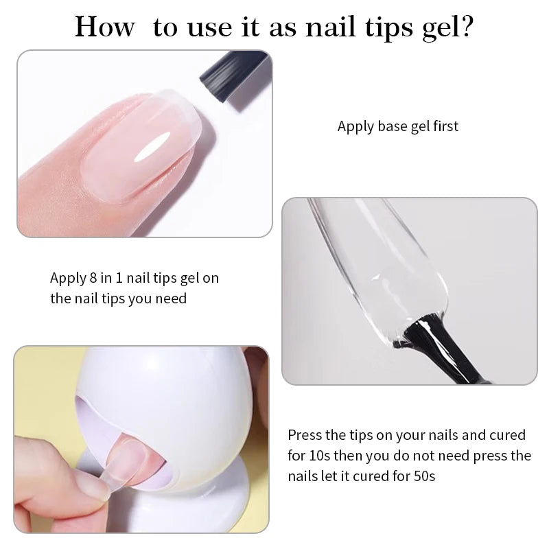 BORN PRETTY 10ML 8-in-1 Strong Nail Glue Gel Nail Polish Transparent Clear Function Gel Thickness Rubber Base Rhinestone Glue