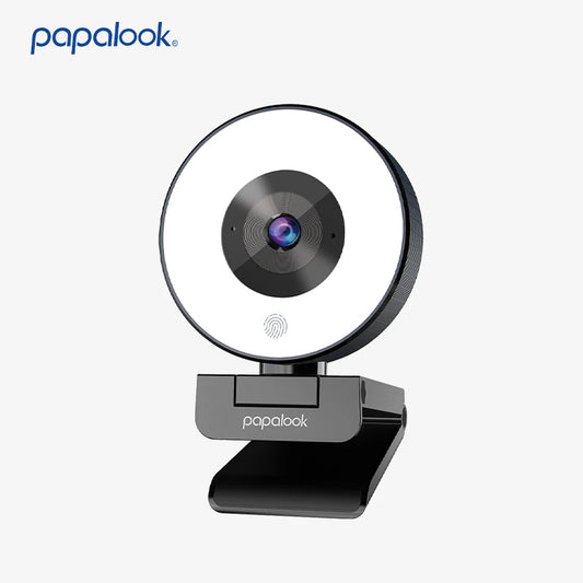 papalook PA552 2K USB Webcam With Ring Light and Privacy Cover,1080P Full HD Web Camera with Dual Microphones For Live Streaming