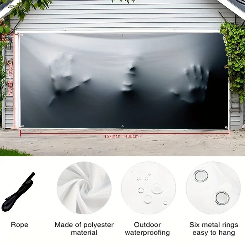 Halloween Horror Garage door banners, no need for power outdoor decorations, holiday party backgrounds and patio Halloween