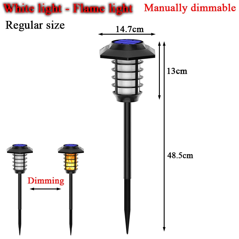 1-2PCS New Solar Flame Lamp Outdoor Garden Lamp Lawn Lamp Double Light Source LED Waterproof Landscape Decorate Ground Lamp Hot