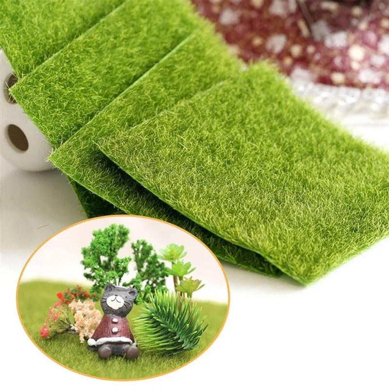 15CM Artificial Green Plant Fake Flower Moss Grass Fake Moss Mini Fairy Garden Ornament Lawn Grass Terrariums Bonsai Miniatures