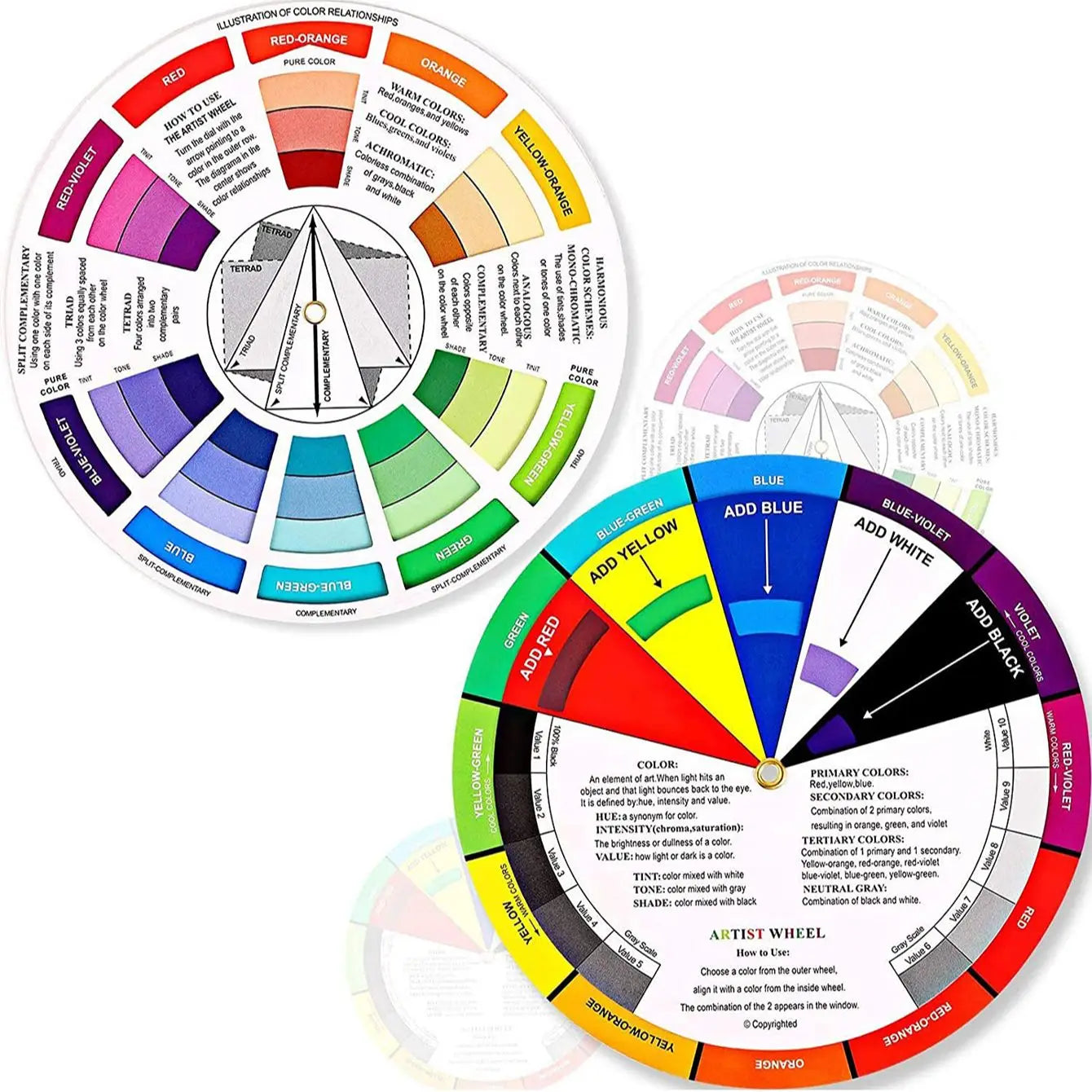 Bview Art Color Mixing Wheel for Artist and School Learning Guide Art Class Teaching Tool