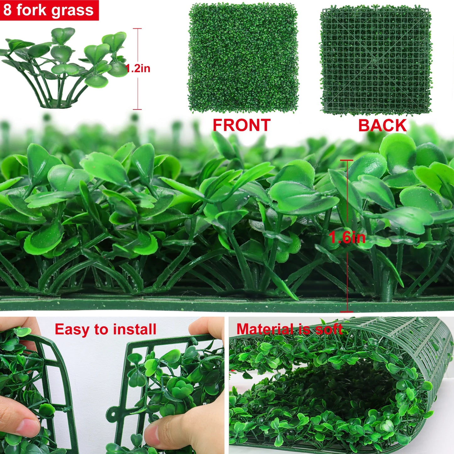 Artificial Plants Grass Wall Panel Boxwood Hedge Greenery UV Protection Green Decor Privacy Fence Backyard Screen Wedding