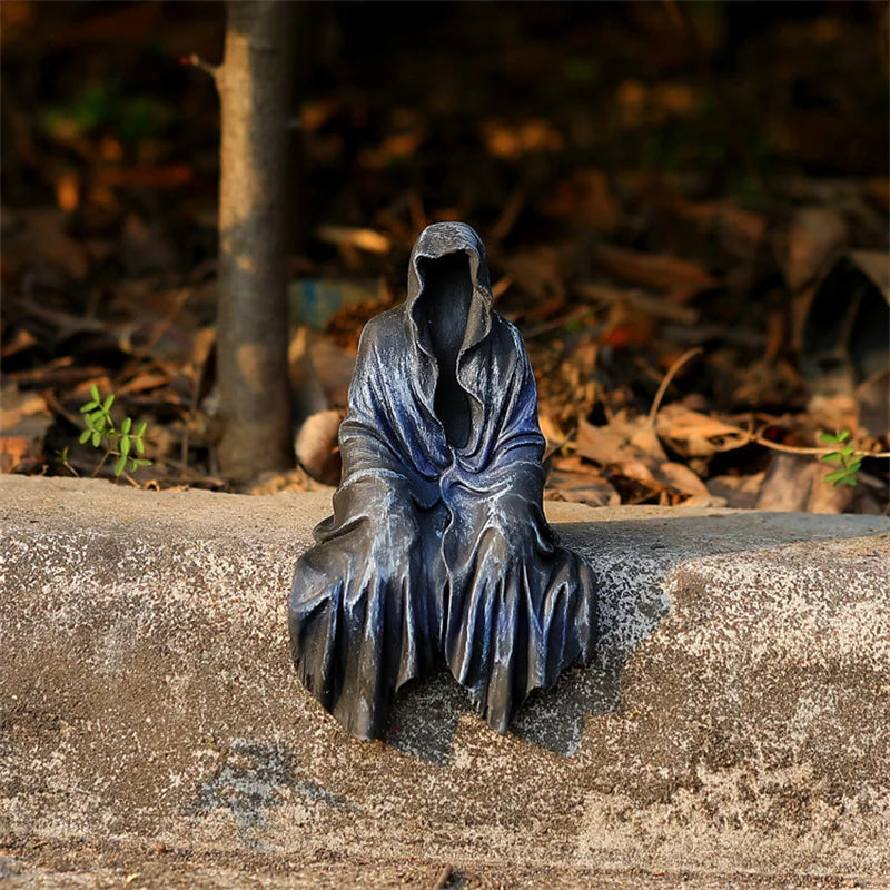 Black Grim Reaper Statue Thrilling Robe Nightcrawler Resin Desktop Figurine Ornaments Horror Ghost Sculpture Decorations Gift