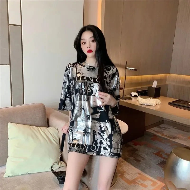 Summer Outfit Female Top Short Sleeve Women's T-shirt 2025 High Quality Y2k Fashion Korea Korean Style Popular Clothes Clothing