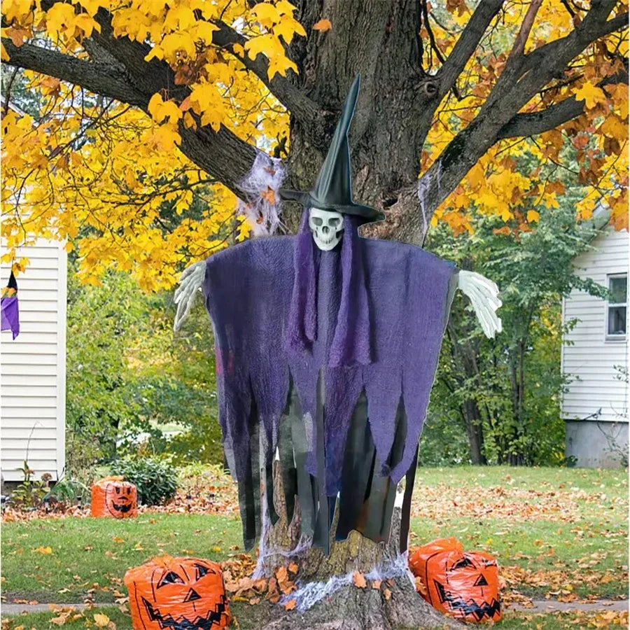 Halloween Hangable Skeleton Ghost Hangable Flying Witch Yard Garden Lawn Decor Scary Decor For Outdoor Indoor Halloween Decor