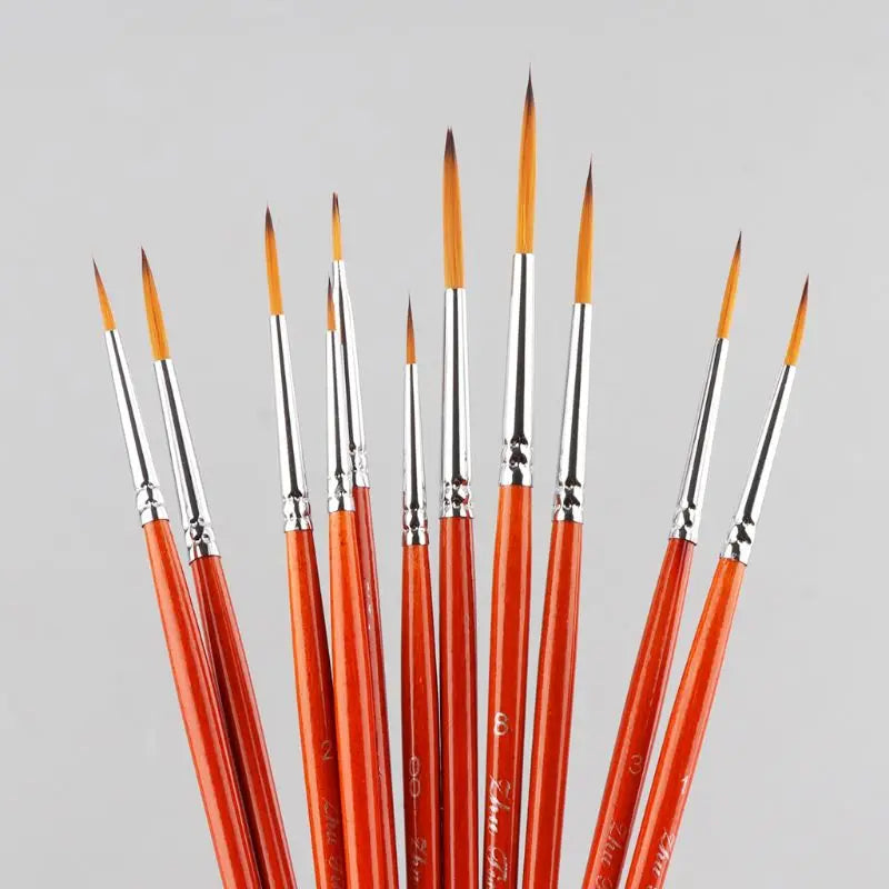 11Pcs/Set Professional Detail Paint Brush Fine Pointed Tip Miniature Brushes For Acrylic Watercolor Oil Drawing Kits