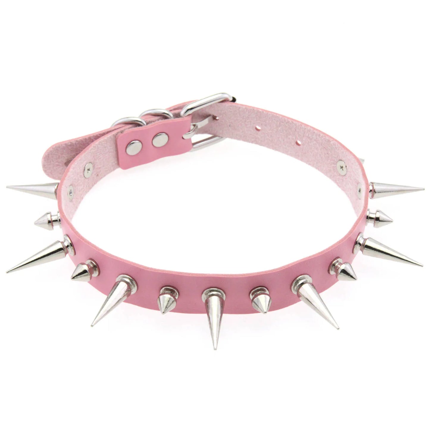 Punk Long Spike Choker PU Leather Collar for Women Men Cool Big Rivets Studded Chocker Goth Style Necklace Emo Accessories 2024