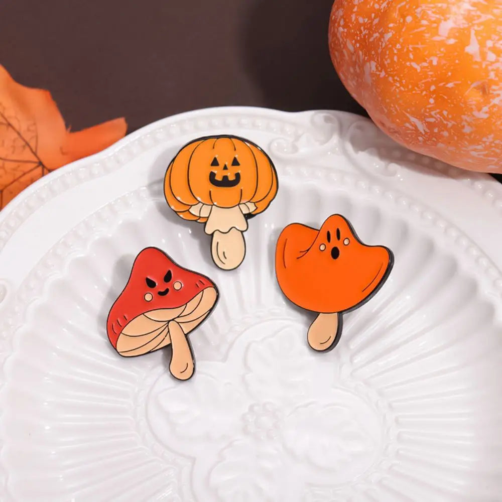 Halloween Cute Mushrooms Enamel Pins Custom The Evil Pumpkin Ghost Brooches Lapel Badges Punk Funny Jewelry Gift For Kids Friend