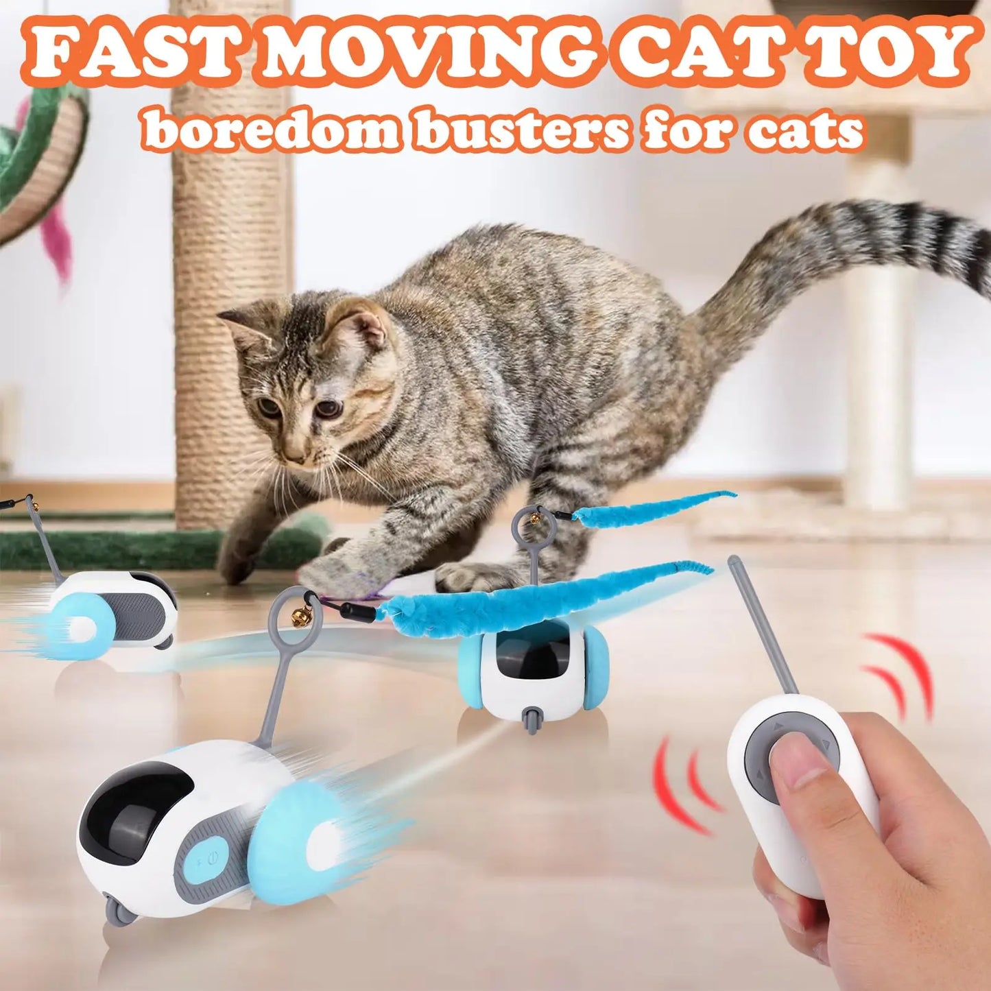 Smart Remote Control Cat Toy Car,  rc Interactive Cat Toy Self Play Rolling Automatic Moving for Indoor Cats Whisker Fun Cat Toy