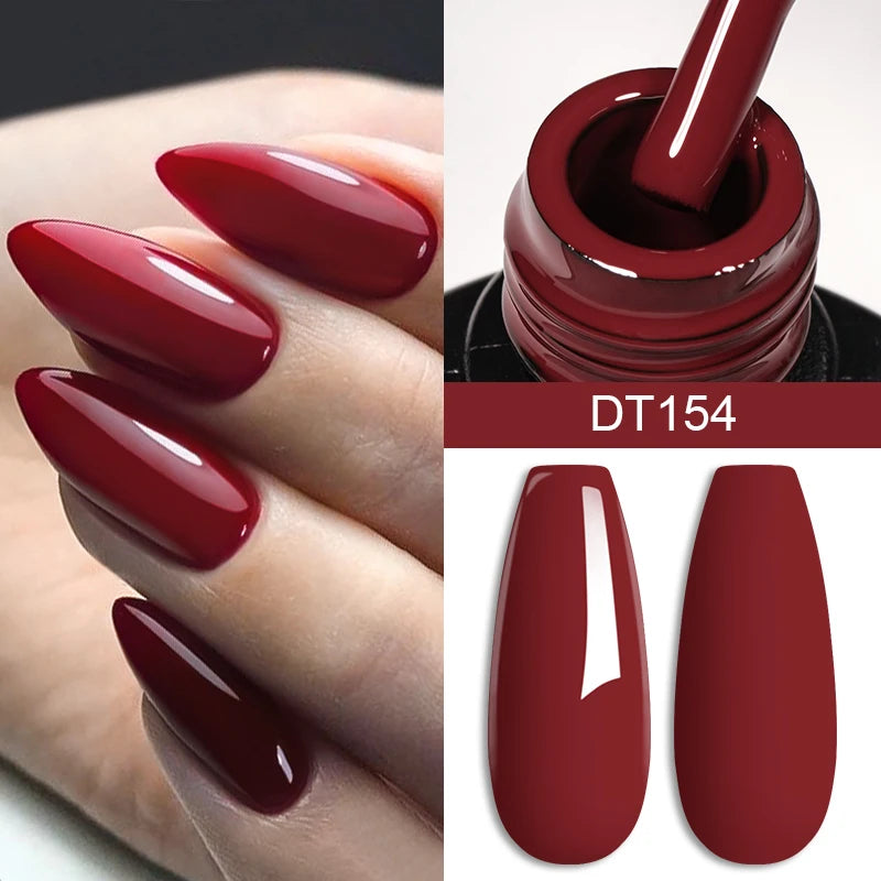 MEET ACROSS 7ml Dark Red Gel Nail Polish Nail Art Gel Burgundy Aunt Red Winter Semi-Permanent Long-Lasting Varnish Manicure