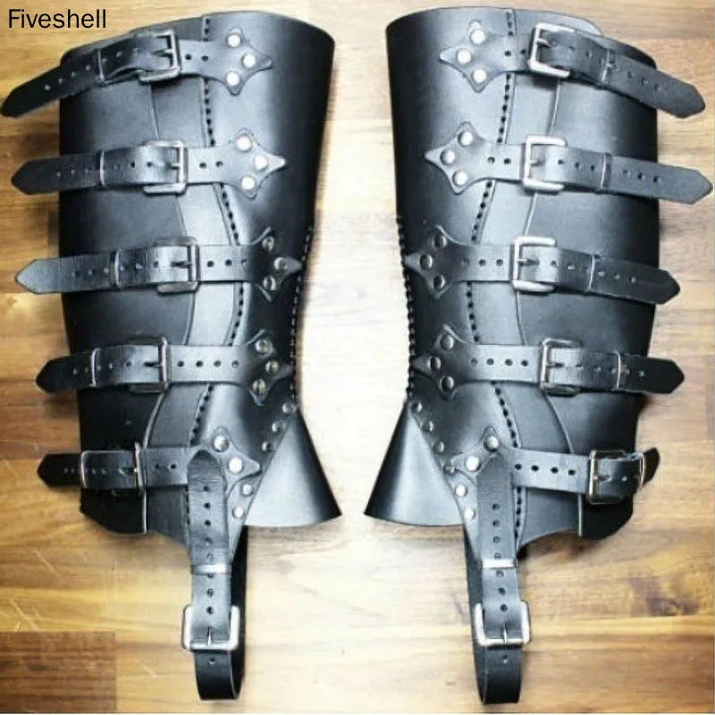 Medieval halloween Warrior Knight Leather Leg Armor Greaves Boots Shoes Cover For Men Women Larp Renaissance Cosplay Costume