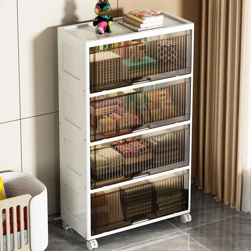 Flip Storage Cabinet Living Room Snack Storage Rack Bedroom Multi-Layer Storage Shelf Multi-Functional Storage Bins Shoe Boxes