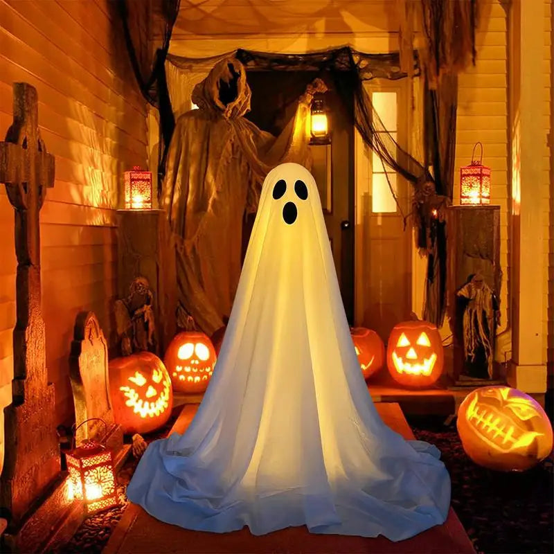 Halloween Decorations Outdoor  Large Lighted White Cloth Ghosts-Cute Ghosts LED String Lights-Light Up Holiday Party Home Porch