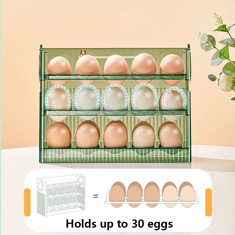 30/12 Grids Egg Storage Box Rotating Egg Refrigerator Organizer Food Containers Egg Case Holder Dispenser Kitchen Storage Boxes