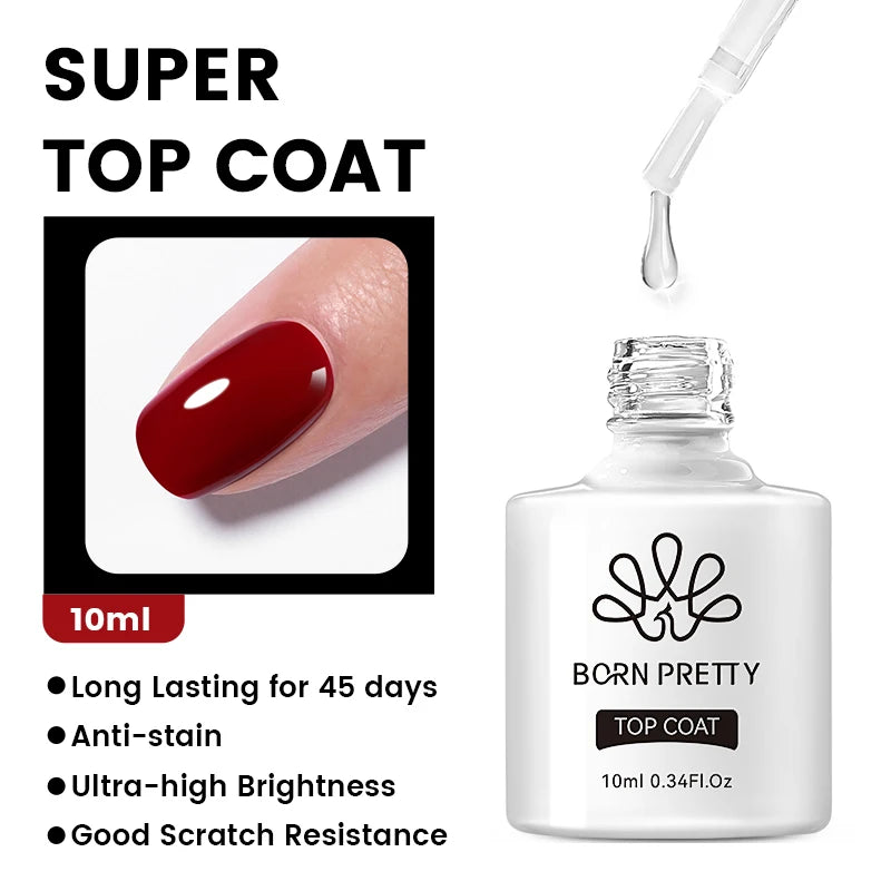 BORN PRETTY 10ML 8-in-1 Strong Nail Glue Gel Nail Polish Transparent Clear Function Gel Thickness Rubber Base Rhinestone Glue