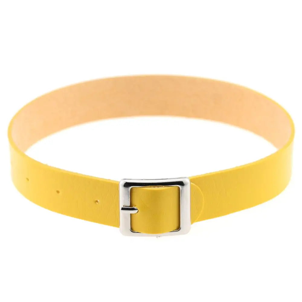 Fashion Gothic Punk Collar Necklace PU Leather Choker Necklace Buckle Collar