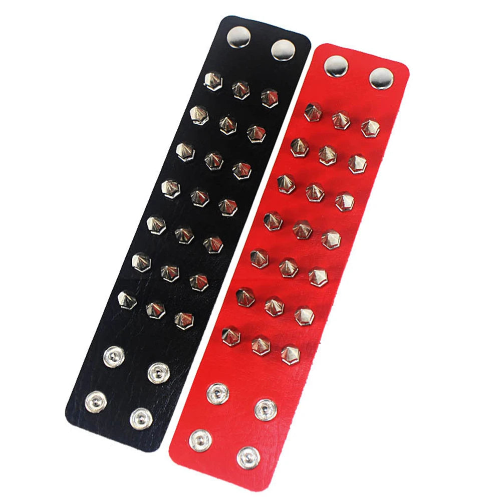 Punk Three Row Cuspidal Spikes Rivet Stud PU Leather Bracelet Goth Rock Cuff Bangle Party Favors Cosplay Armbands Accessories