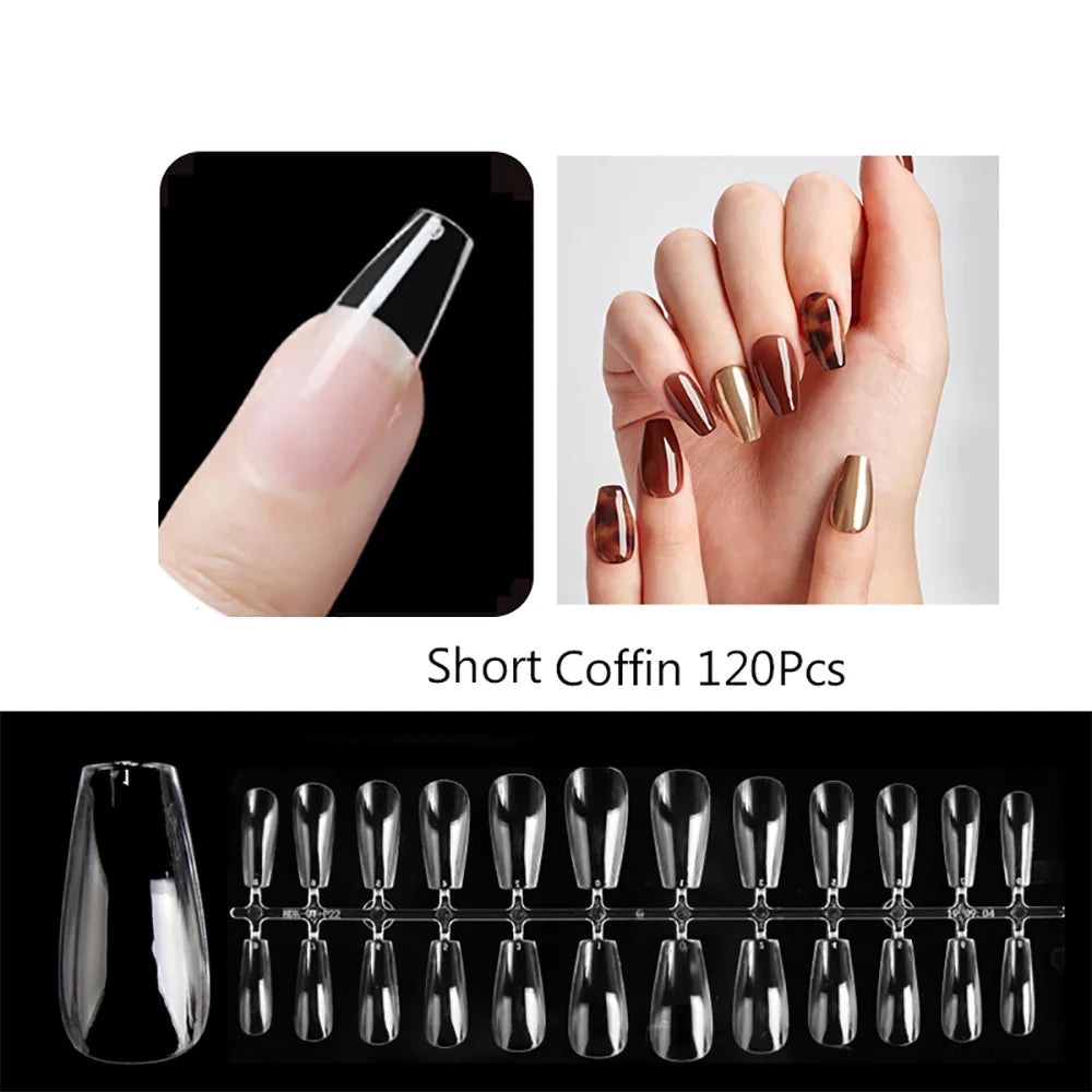 120pcs/bag Matte Press On Nail Tips Soft Full Cover False Nails Oval Almond Sculpted Fake Nail