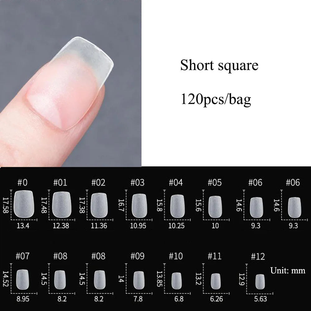 120pcs/bag Matte Press On Nail Tips Soft Full Cover False Nails Oval Almond Sculpted Fake Nail