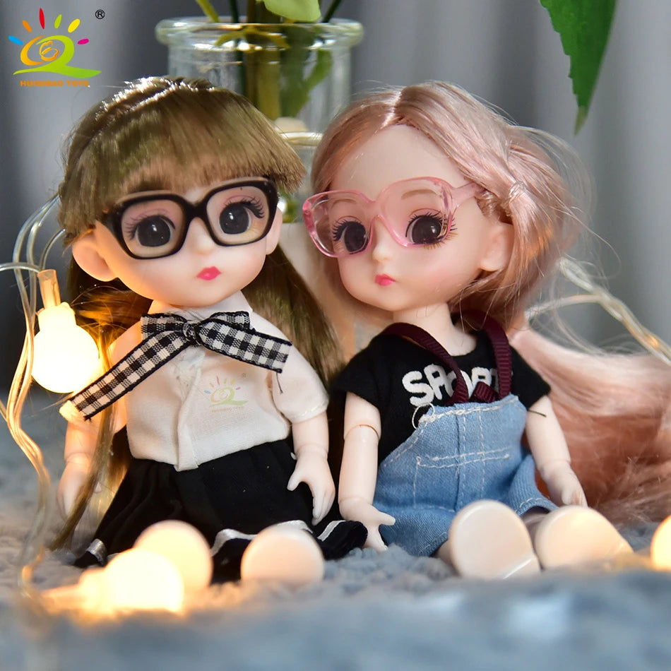 6inch Princess Girl Doll bjd Boneca Dolls normal/joint body Ball Jointed Reborn Glasses Dolls Toys Clothes Shoes Gift For Girls