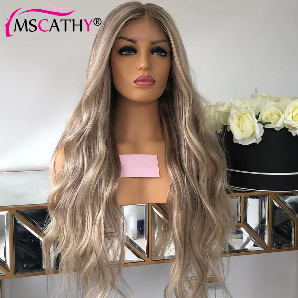 Ash Blonde Colored Lace Frontal Wig Preplucked 13x6 Straight Highlight Human Hair Wig HD Transparent Lace Frontal Wigs For Women