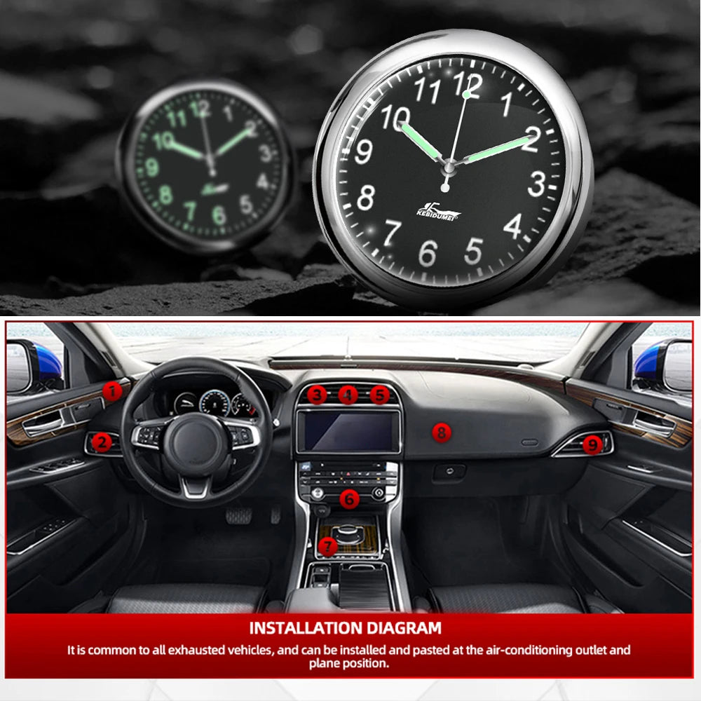 40MM Luminous Car Clock Waterproof Mini Electronic Clock Quartz Watch Bicycle Motorcycle Watch Auto Dashboard Clock In Car