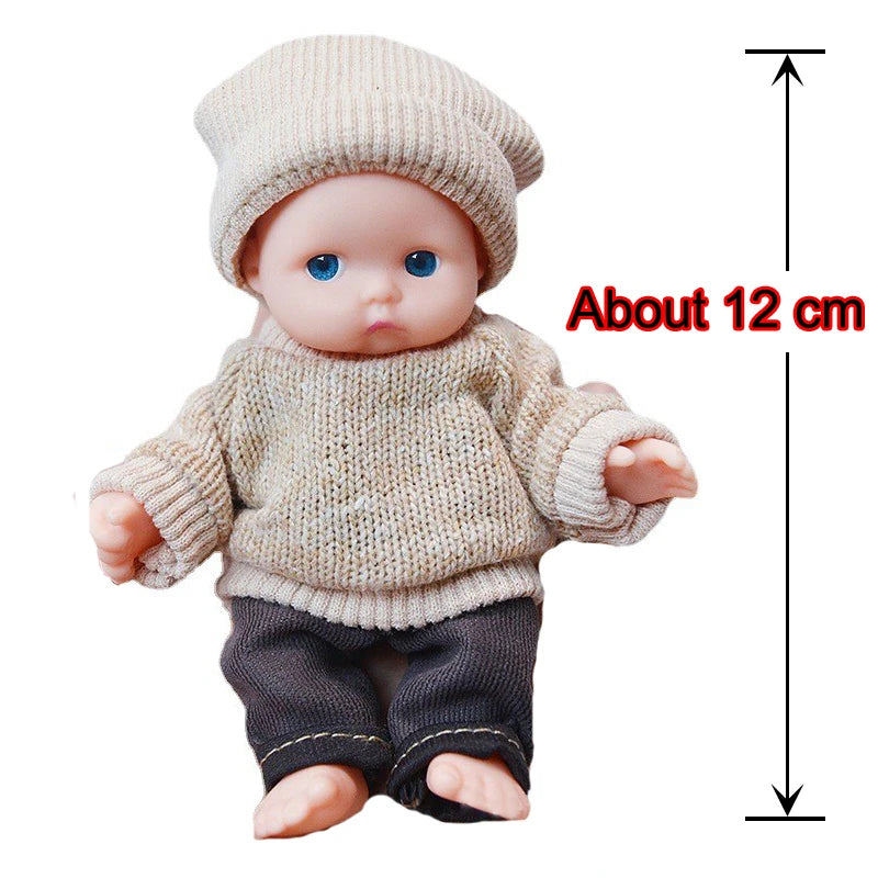 Reborn Baby Dolls Finished Mini Doll 12cm Clothes Education Toy Simulated Baby Reborn Toddler Kit Boy and Girl Blue Eye