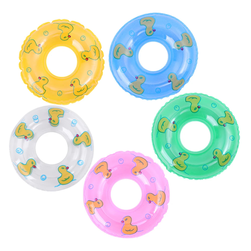 Kids Mini Swim Ring Summer Fun Swimming Pool Float Ring Toys for Rubber Ducks Dolls Floating Bath Toy Pool Mini Inflatable Toy