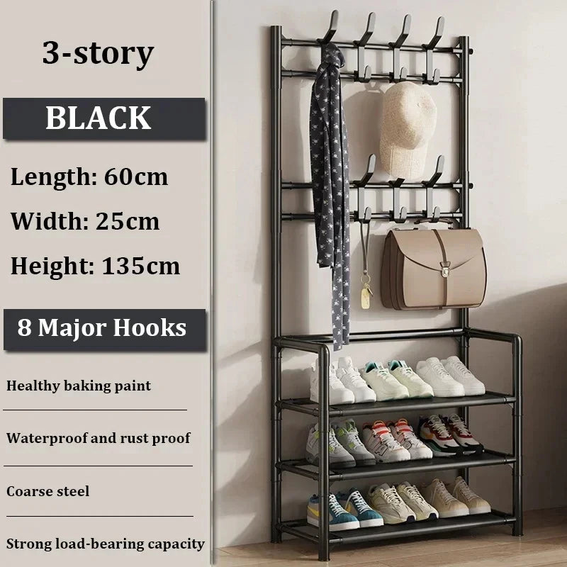 DIY Multi-Layer Shoe Rack Coat Rack Storage Doorway Shoe Shelf Clothes Hanger Clothing Drying Home Dorm Balcony Hall Furniture