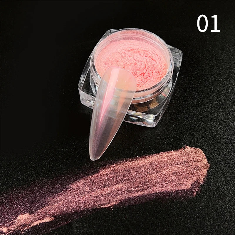 NICOLE DIARY Nail Powder Pigment Pearl White Rubbing on Nail Art Glitter Dust Chrome Aurora Manicure  Decoration DIY