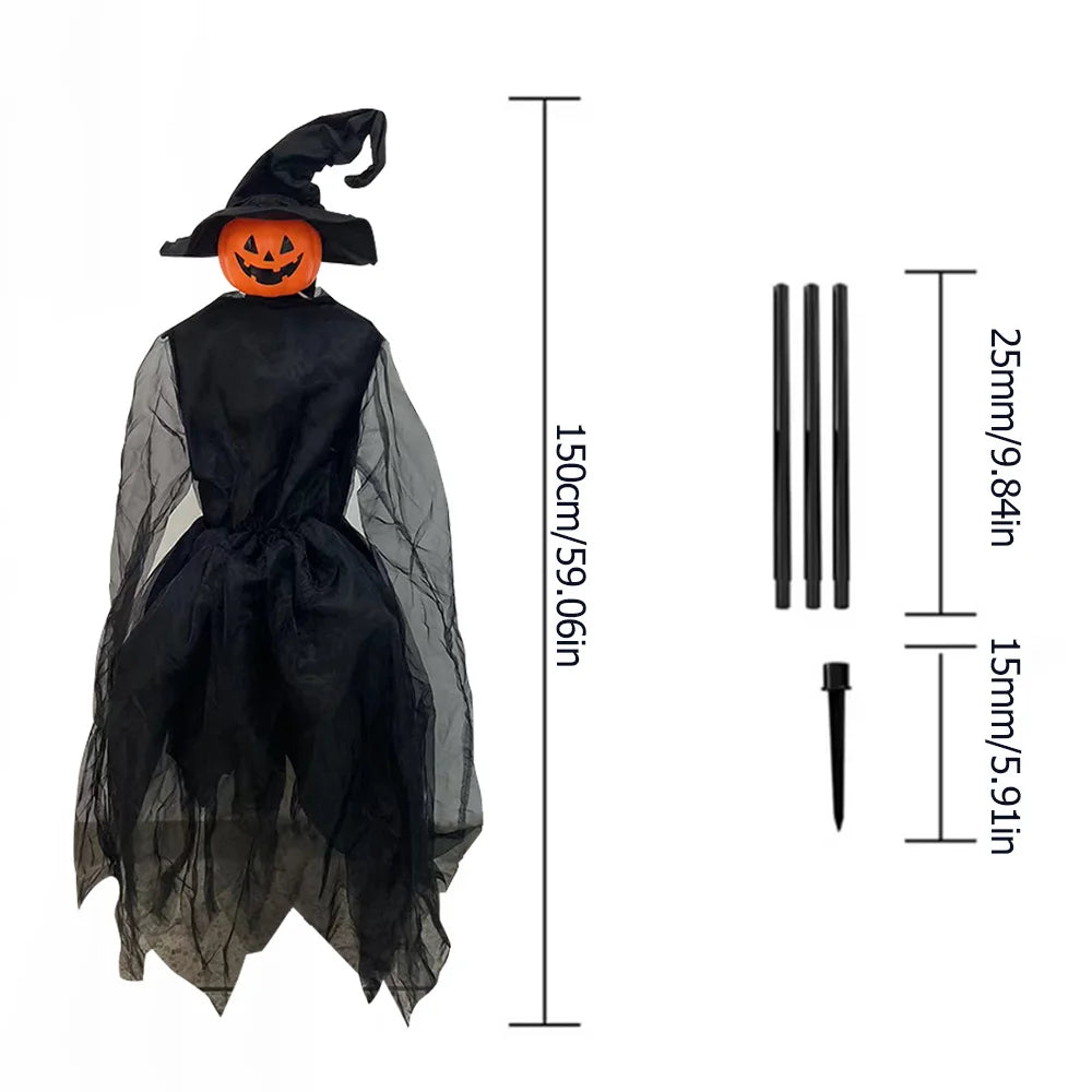 Halloween Light-Up Witches Decoration with Stakes Outdoor Holding Hands Screaming Witches Sound Activated Sensor Decor Dropship