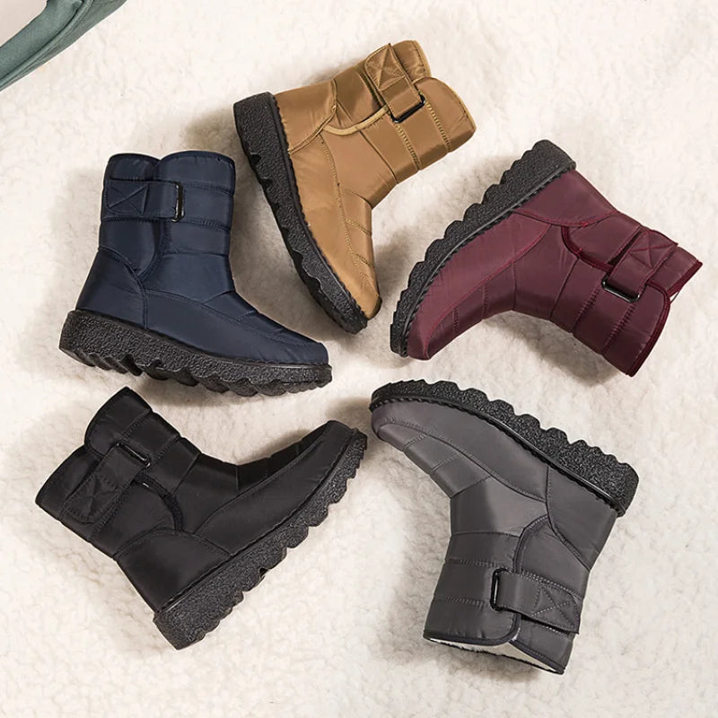 Rimocy Non Slip Waterproof Snow Boots for Women 2023 Thick Plush Winter Ankle Boots Woman Platform Keep Warm Cotton Padded Shoes