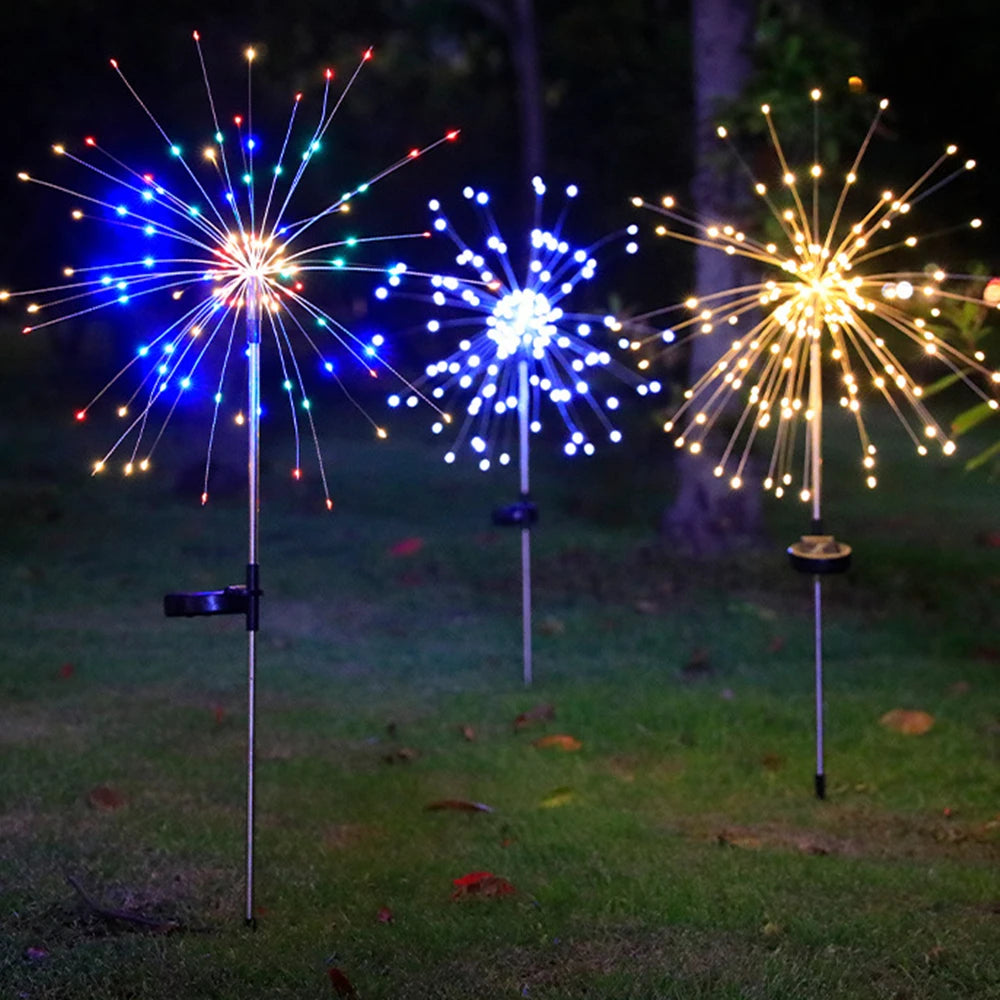 LED Solar Firework Fairy Lights Outdoor Waterproof Lawn Pathway Garden Lights For Patio Yard Party Christmas Wedding Decoration