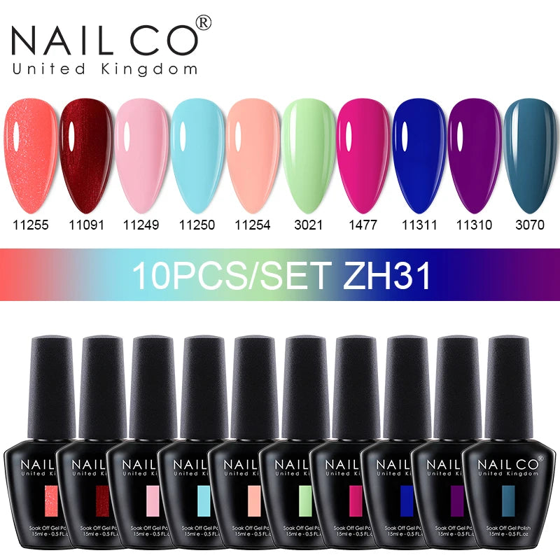 NAILCO 15ml 10/20pcs Gel Nail Polish Set Spring Summer Color UV Gel Nail Art All For Manicure  Gel Paint For DIY Professionals