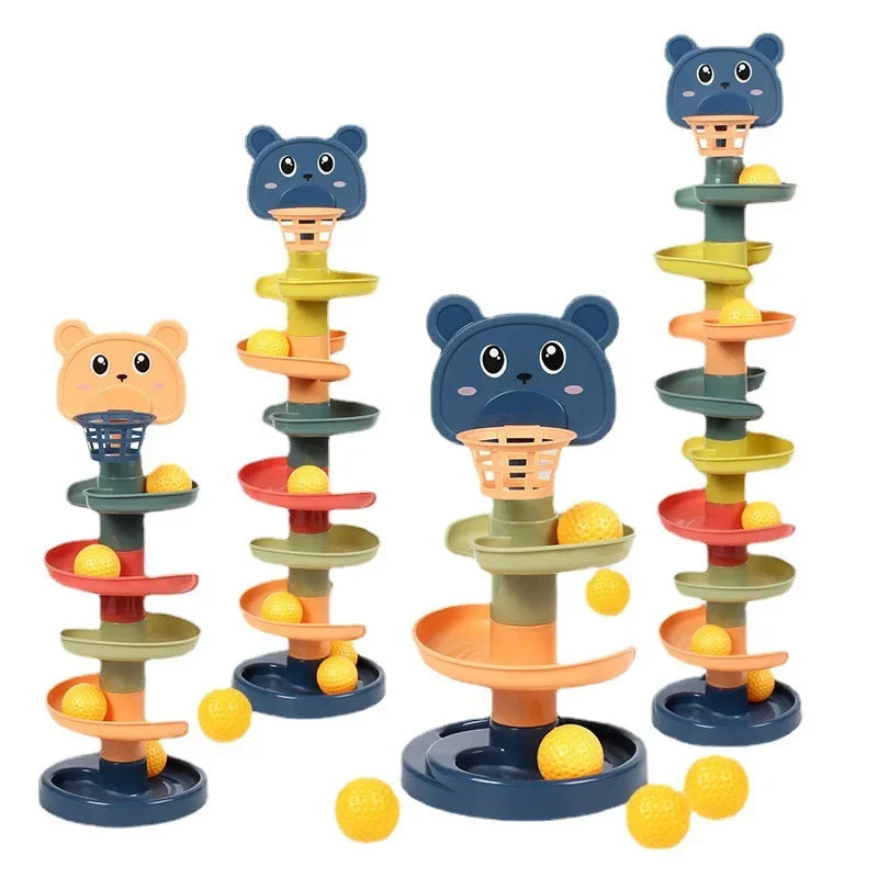 Baby Toy Montessori Rolling Ball Tower Montessori Educational Games For Babies Stacking Track Baby Education Toys Toddler Toys