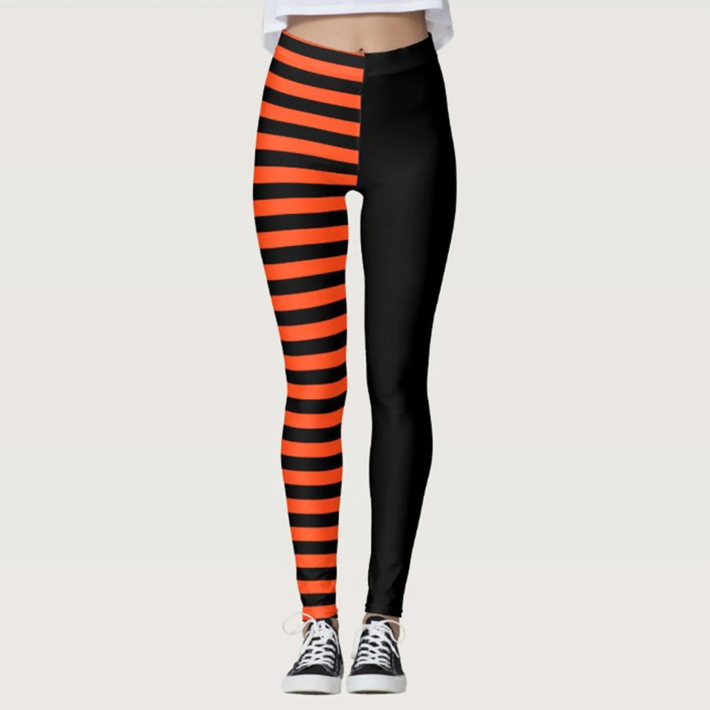 Striped Yoga Legging Women Print Goth Style Long Tights Casual Punk Ladies Sport High Waist Workout Elastic Leggings Halloween