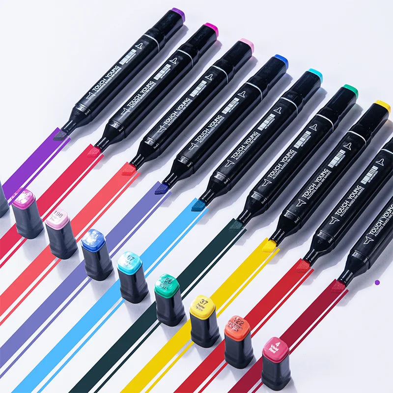 12-80 Colors Art Markers Pen Set for Draw Double Headed Sketching Oily Tip Based Markers Graffiti Manga School Art Supplies