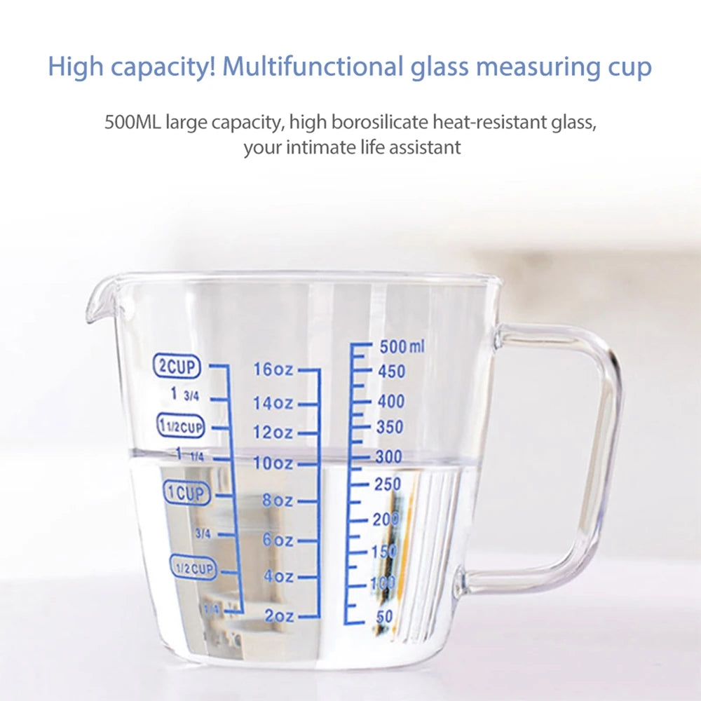 250ml/500ml Measuring Cup Kitchen Transparent Glass With Scale Durable Microwave Tool Accessories For Milk Coffee Flour Sugar