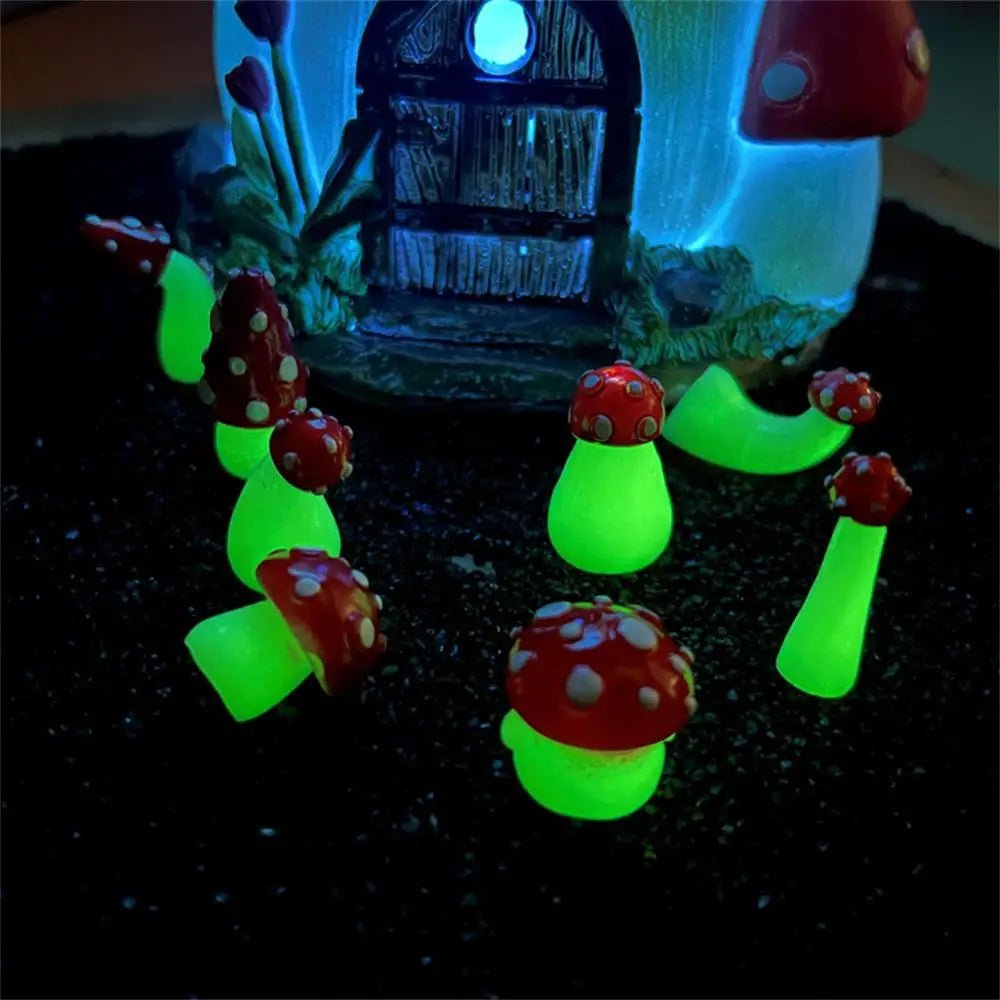 Mini Luminous Mushroom Home Decor Moss Landscape Ornaments Glowing Potted Ornament Miniature Gardening Fairy Garden