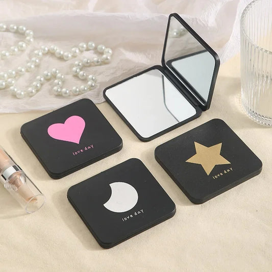 Foldable Makeup Mirror Mini Square Makeup Vanity Mirror Portable Hand Mirrors Double-sided Compact Mirror Pocket Cosmetic Mirror