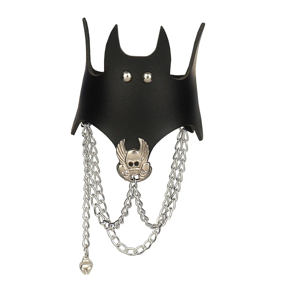 Skull Punk Gothic Rock Chains Metal Stud Spikes Rivet Pu Leather Wristband Bangle Wide Cuff Bracelet Women Men Jewelry