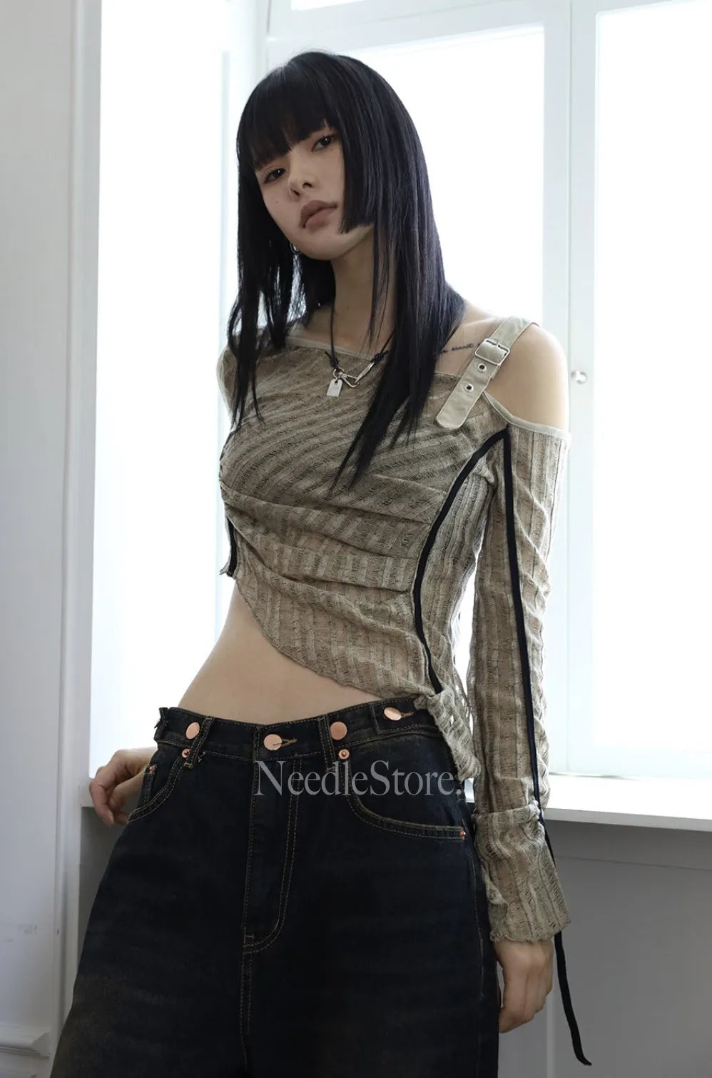 Yedinas American Retro T Shirt Women Clothes Long Sleeve Crop Top Lace Up Korean Fashion Gothic Off Shoulder Tee Shirt Femme Y2k