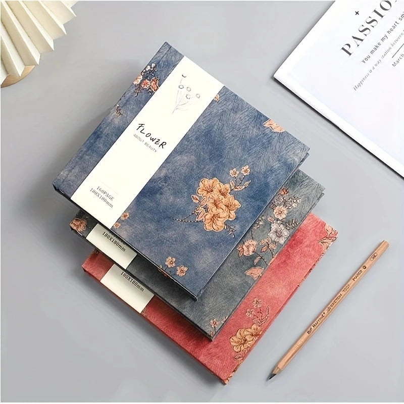 80 Sheets Sketch Paper 7*7inch Sketchbook artistic retro silk fabric Notebook Blank inner Pages For Office/School/Art Supplies